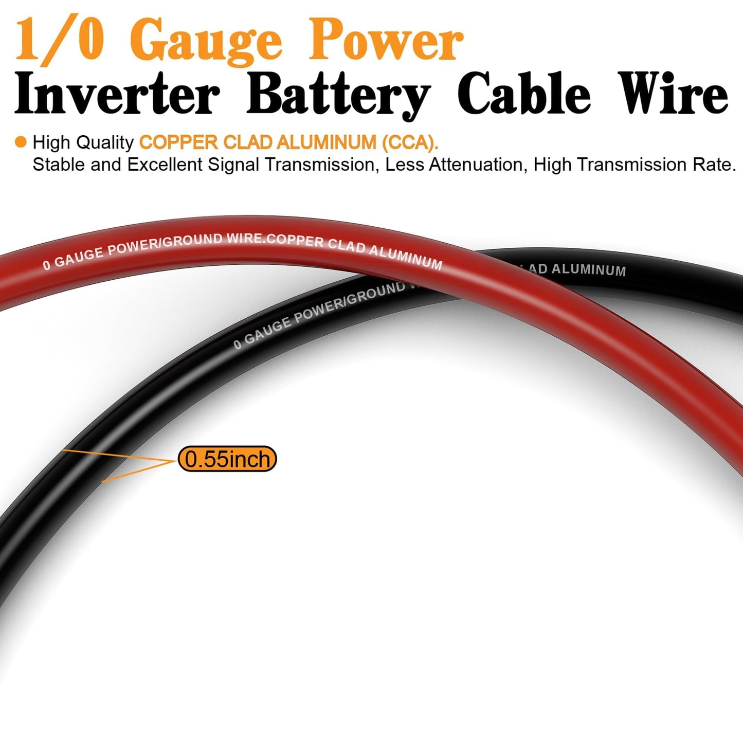 1/0 Gauge Battery Cable Wire Copper Clad Aluminum CCA Amp Wiring Kit 40FT Black/Red for Automotive Power Ground,Car Audio Speaker,Truck with 250A ANL Fuse Holder Lug Terminal Heat Shrink Tube