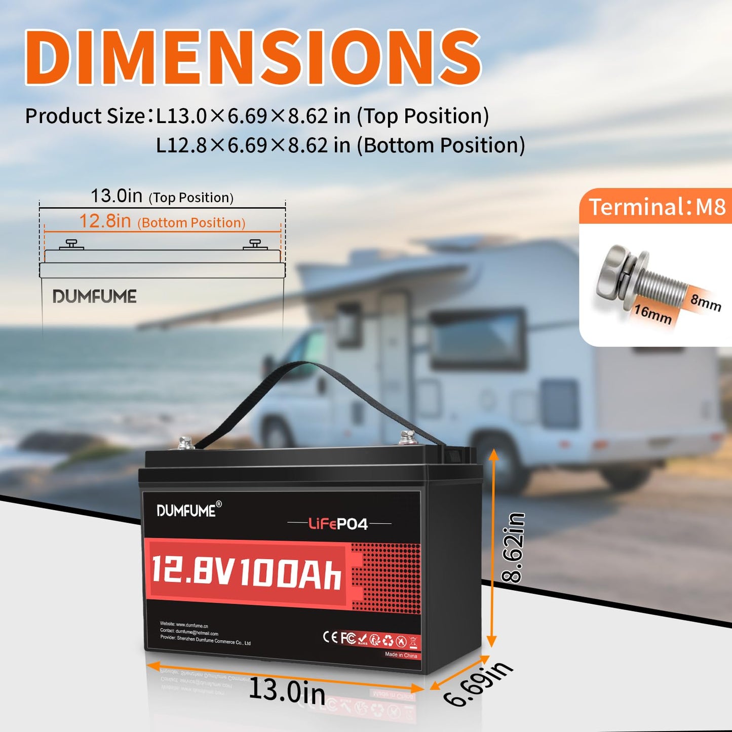 24V 100Ah Lithium LiFePO4 Battery Built-in 100A BMS Up to 15000 Cycles