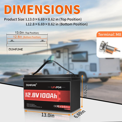 24V 100Ah Lithium LiFePO4 Battery Built-in 100A BMS Up to 15000 Cycles