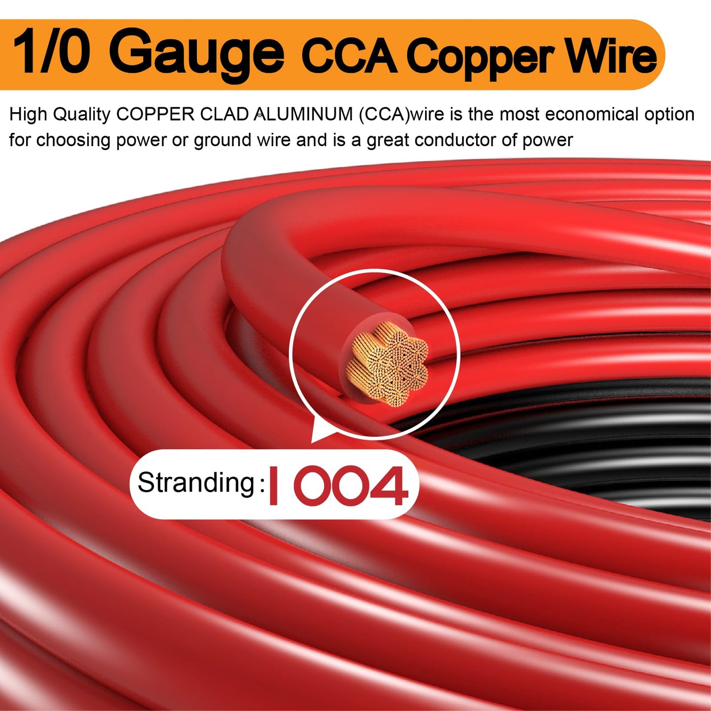 40FT 1/0 Battery Cable CCA,0 Gauge Wire with lugs for Amp,Winch,Automotive