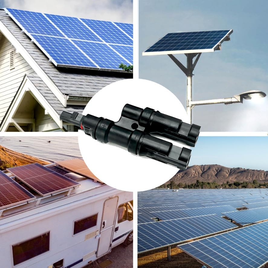 ANGSTROM T-Type Solar Branch Connectors for Parallel Solar Panel Adapter Connections, 1-Pair FMM+MFF