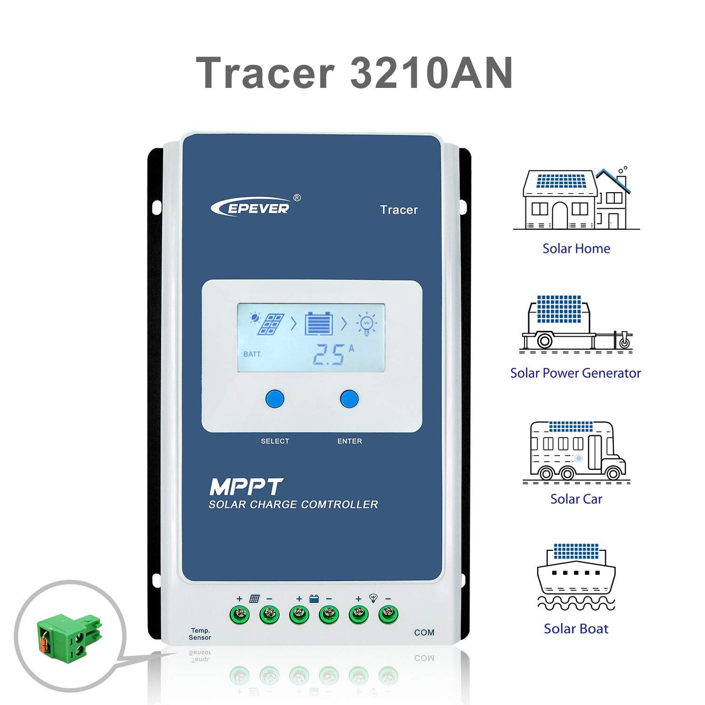 EPEVER MPPT Solar Charge Controller 40A Kit Tracer4210AN-G3 + MT52 + RTS