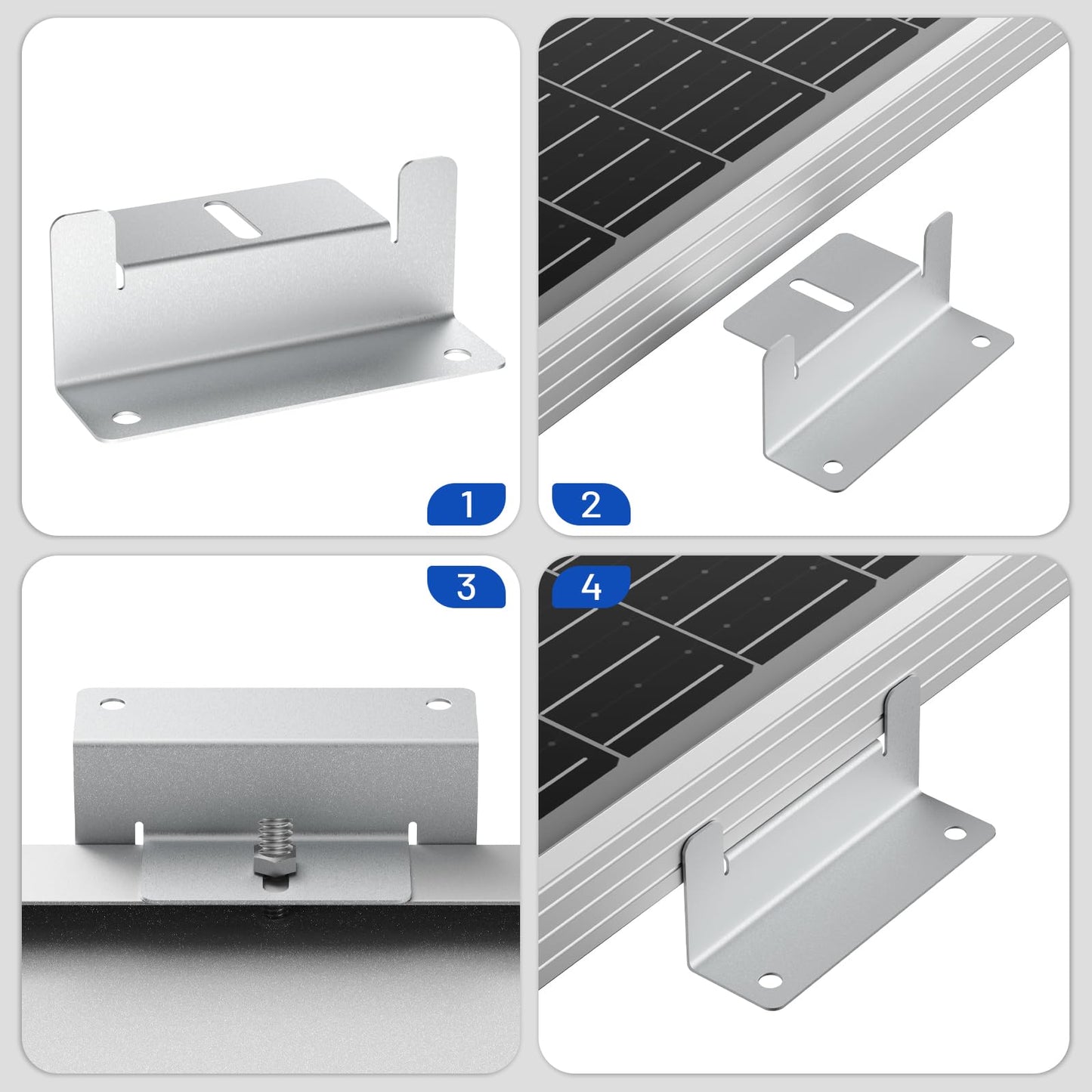Solar Panel Mounting Z Brackets for RVs, Boats, Yachts (4Sets)