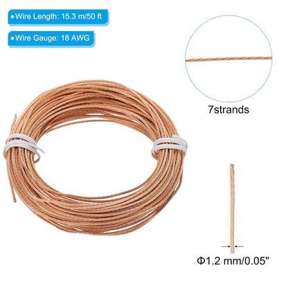 PATIKIL Bare Copper Ground Wire, 18 Gauge 50 Feet Solid Braided Copper Cables Electronic Wire Grounding Conductor Stranded Metallic Wire for Lamp Electrical Equipment
