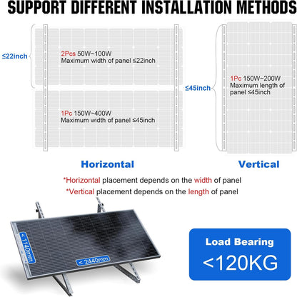 ECO-WORTHY 2 Sets 45inch Adjustable Solar Panel Tilt Mounting Bracket