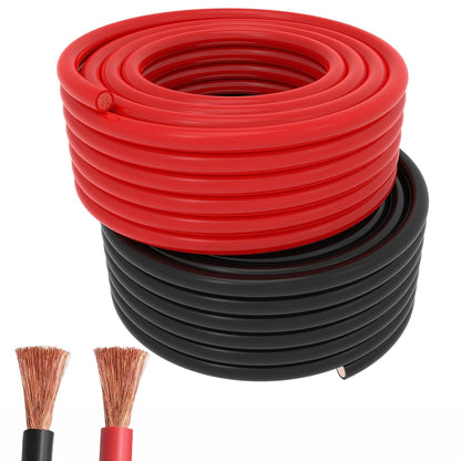 2 AWG Gauge 10 Feet Welding Battery Cable 3m Red + Black Pure Copper Power Wire for Inverter, Automotive, Car, Truck, Motorcycle, Boat, RV, Solar