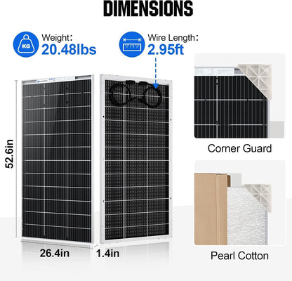 ECO-WORTHY 12V 195W Solar Panel Bifacial 12BB Monocrystalline