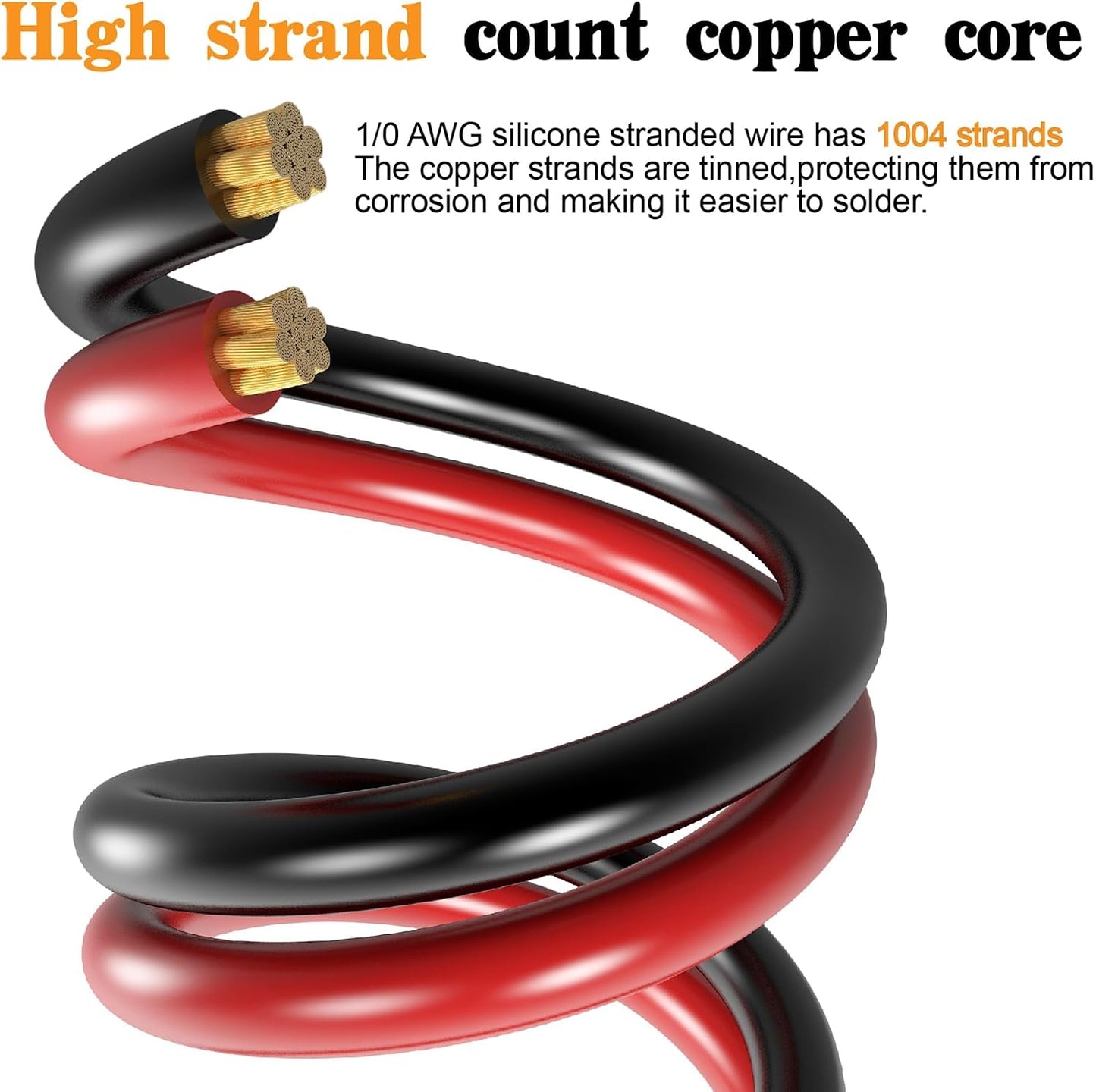 1/0 Gauge Battery Cable Wire Copper Clad Aluminum CCA Amp Wiring Kit 40FT Black/Red for Automotive Power Ground,Car Audio Speaker,Truck with 250A ANL Fuse Holder Lug Terminal Heat Shrink Tube