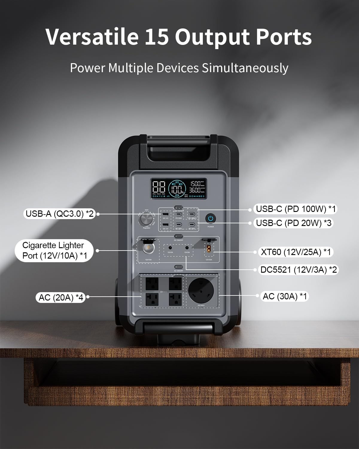 ABOK Ark3600 Portable Power Station 3600W, 3840Wh LiFePO4 Battery