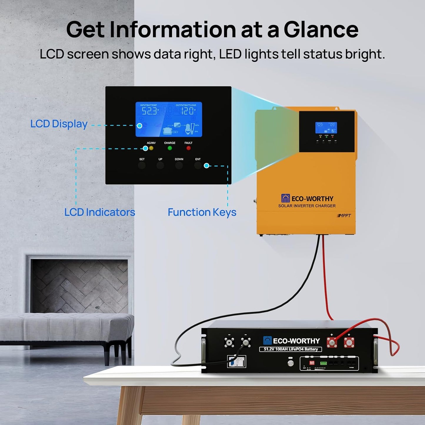 ECO-WORTHY 3500W 48V Pure Sine Wave Solar Inverter with Remote Monitoring