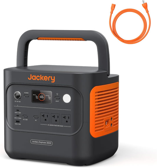 Jackery Explorer 2000 v2 LFP Power Station with AC Cable, 2042Wh