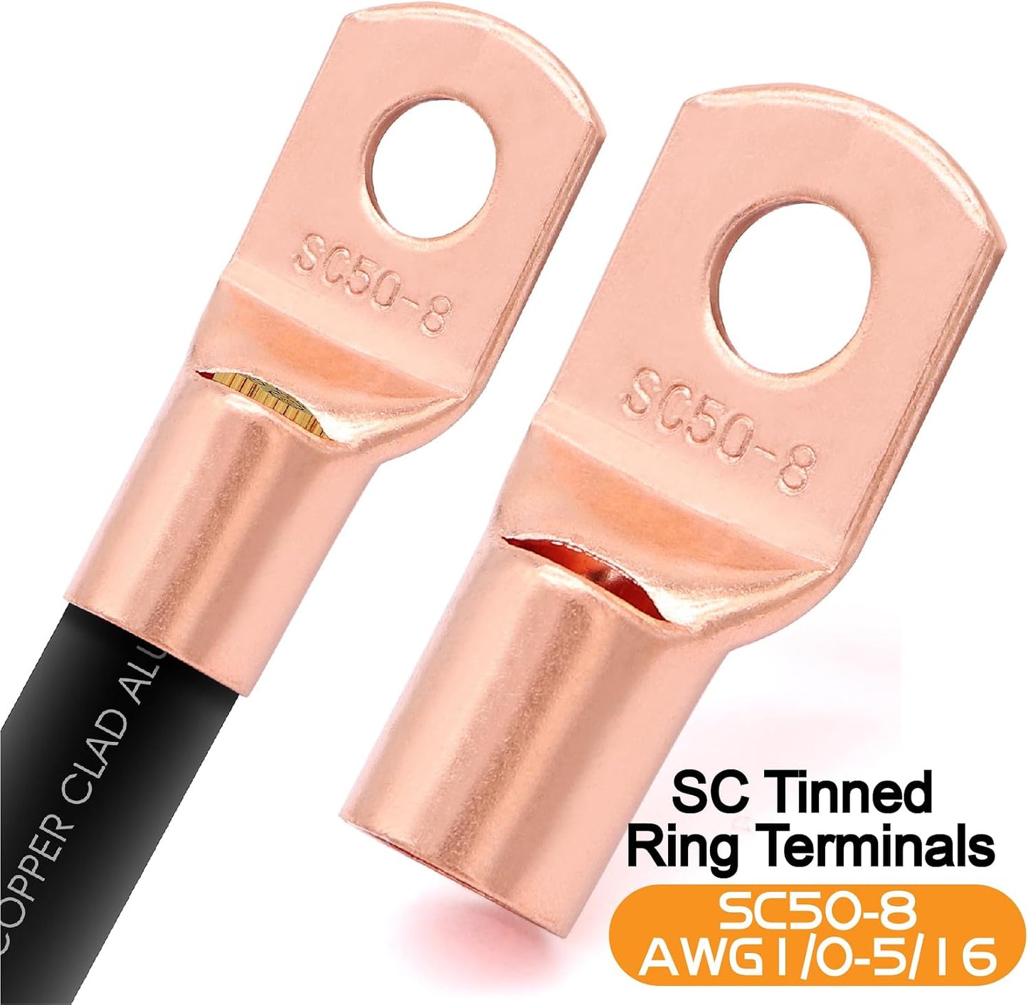 40FT 1/0 Battery Cable CCA,0 Gauge Wire with lugs for Amp,Winch,Automotive