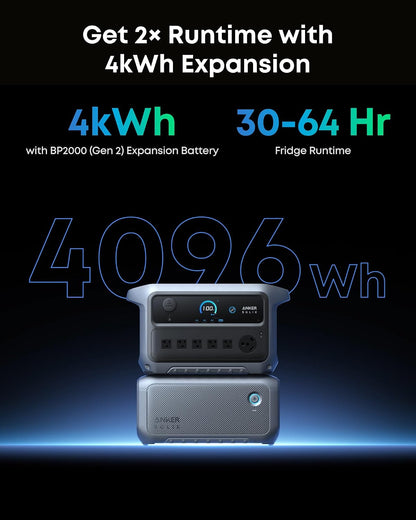 Anker SOLIX C2000 Gen 2 Portable Power Station and Expansion Battery