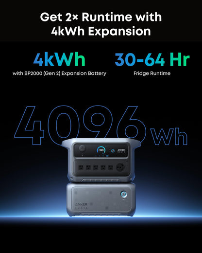 Anker SOLIX C2000 Gen 2 Portable Power Station and Expansion Battery