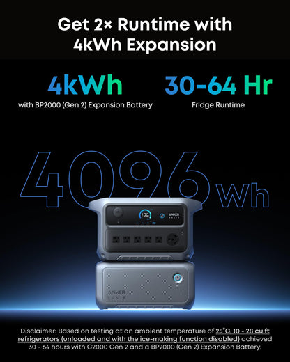Anker SOLIX C2000 Gen 2 Portable Power Station and Expansion Battery
