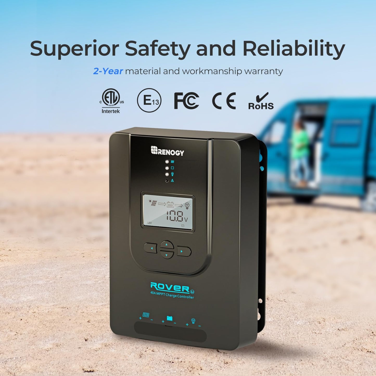 Renogy 40A MPPT Solar Charge Controller 12V/24V with RS485 Port Monitoring