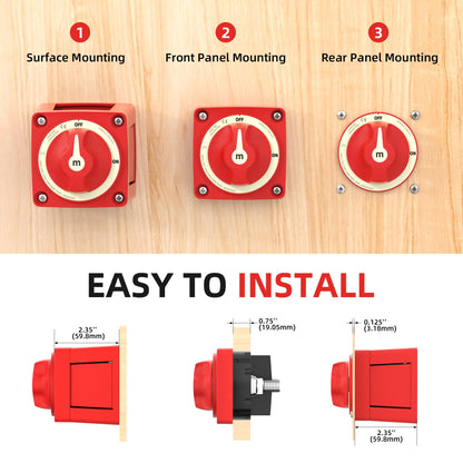 Joinfworld Battery Disconnect Switch 12V-48V Waterproof Marine Battery Cut Off Switch Master for Car Boat RV ATV UTV Vehicles