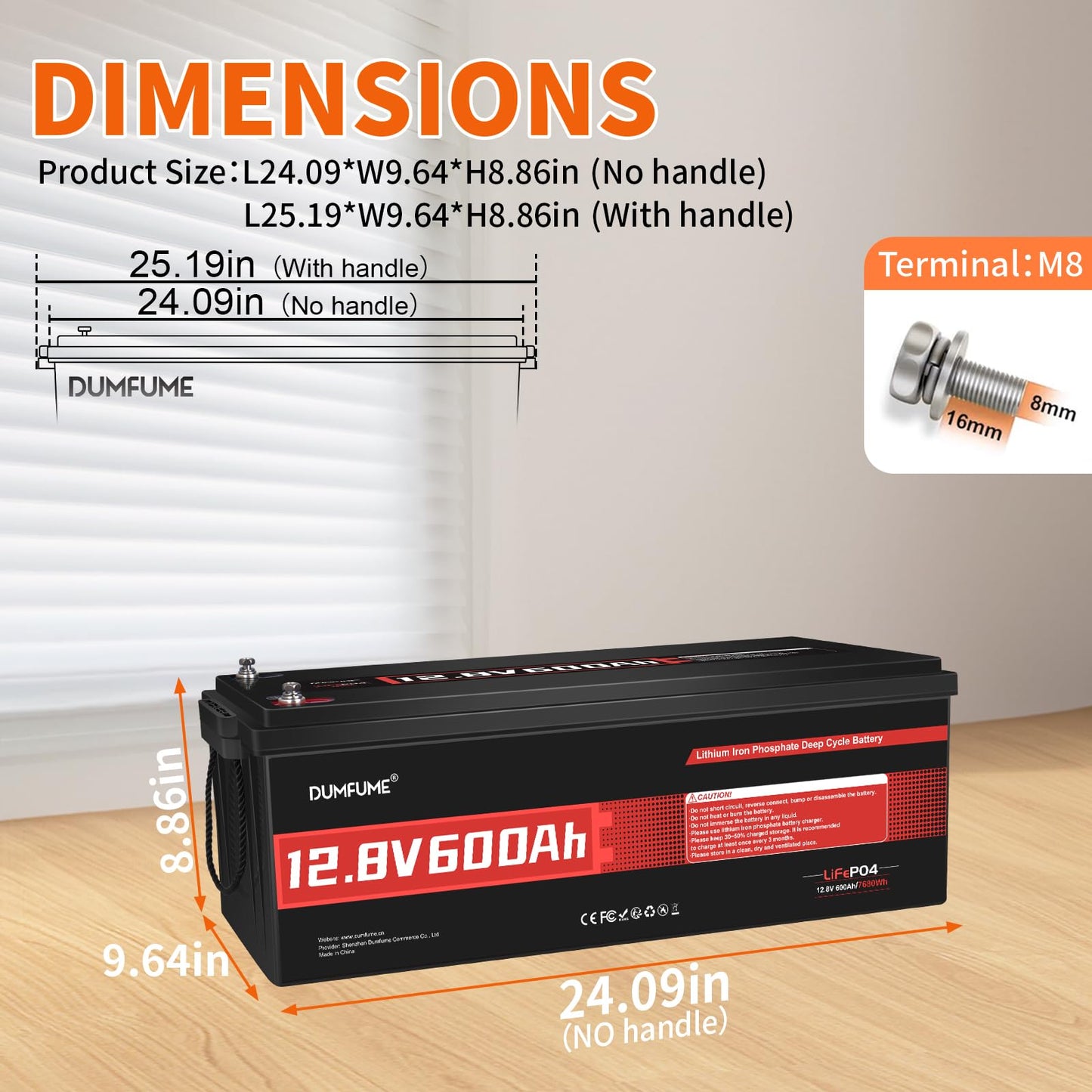 24V 100Ah Lithium LiFePO4 Battery Built-in 100A BMS Up to 15000 Cycles