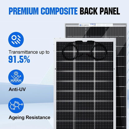 ECO-WORTHY 12V 195W Solar Panel Bifacial 12BB Monocrystalline