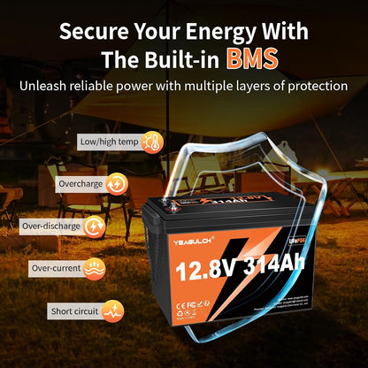 12V 314Ah LiFePO4 Battery 200A BMS 4019Wh Up to 6000+ Deep Cycle