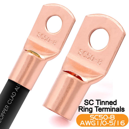 40FT 1/0 Battery Cable CCA,0 Gauge Wire with lugs for Amp,Winch,Automotive
