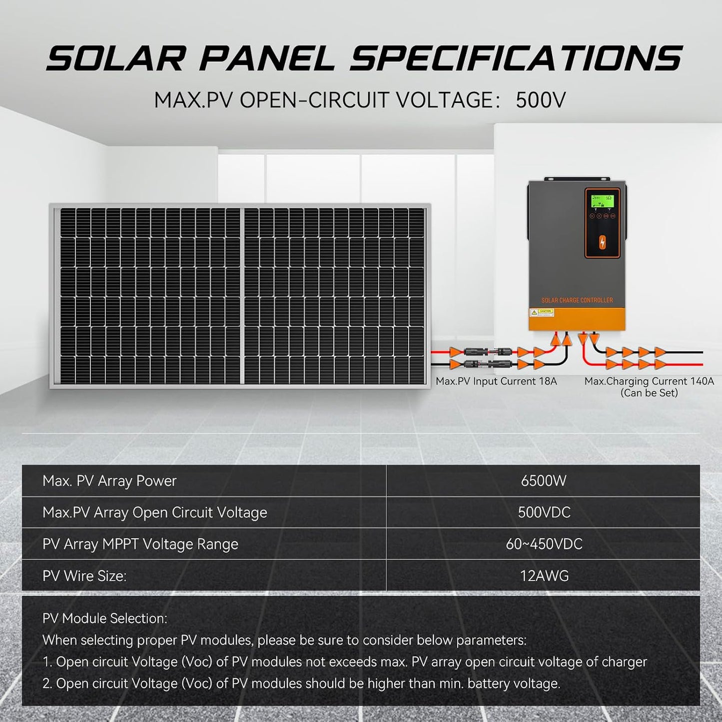 PowMr 140A MPPT Solar Charge Controller 48V, 140Amp Solar Regulator Max.PV Input 500V, Max. Charging Current Can be Set, Work with 48V Lead-Acid and Lithium Batteries