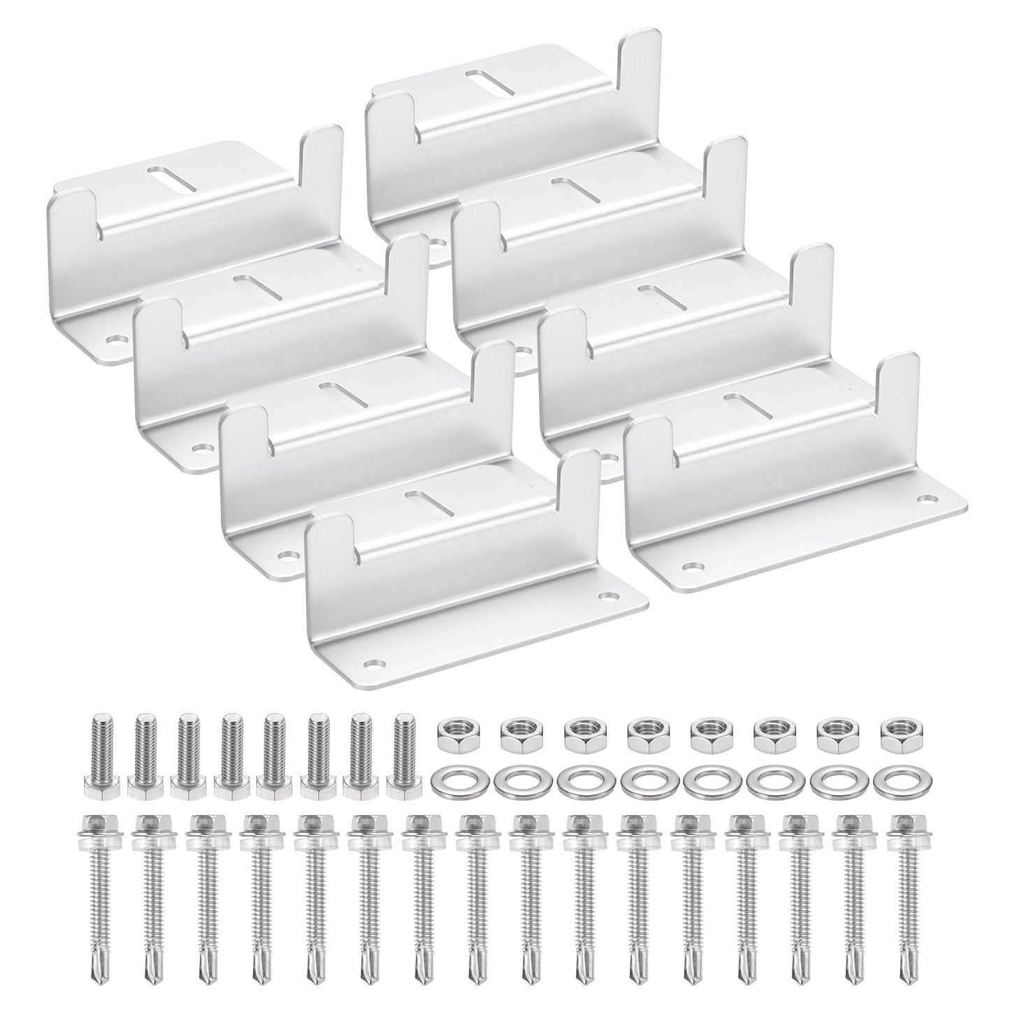MECCANIXITY 1 Set Aluminum Solar Panel Mounting Brackets, Solar Panel Z Bracket Mounting Kit, Z Bracket Set with Screws for RV Roof Cabin Factory Installation, White