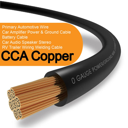 40FT 1/0 Battery Cable CCA,0 Gauge Wire with lugs for Amp,Winch,Automotive