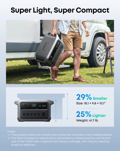 Anker SOLIX C2000 Gen 2 Portable Power Station and Expansion Battery