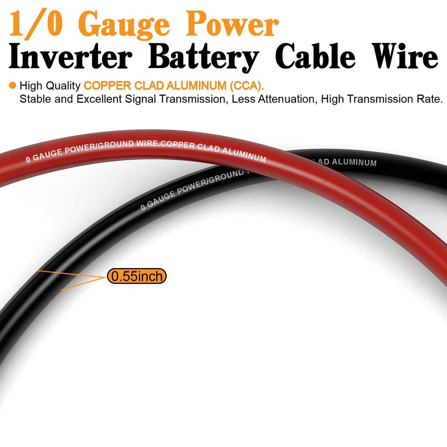 1/0 Gauge Battery Cable Wire Copper Clad Aluminum CCA Amp Wiring Kit 40FT Black/Red for Automotive Power Ground,Car Audio Speaker,Truck with 250A ANL Fuse Holder Lug Terminal Heat Shrink Tube