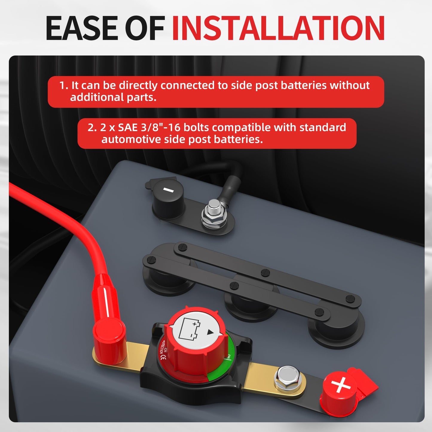 Joinfworld Battery Disconnect Switch 12V-48V Waterproof Marine Battery Cut Off Switch Master for Car Boat RV ATV UTV Vehicles