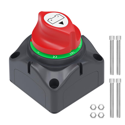 Joinfworld Battery Disconnect Switch 12V-48V Waterproof Marine Battery Cut Off Switch Master for Car Boat RV ATV UTV Vehicles