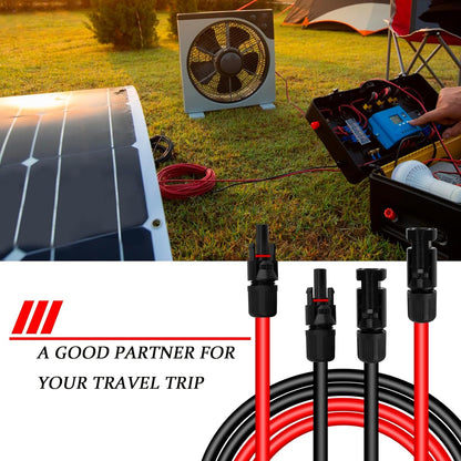 40 Feet 10AWG Solar Extension Cable with Female and Male Connector with Storage Bag Weatherproof Cable Kit for RV Camper Ferry (40FT Red + 40FT Black 10AWG)