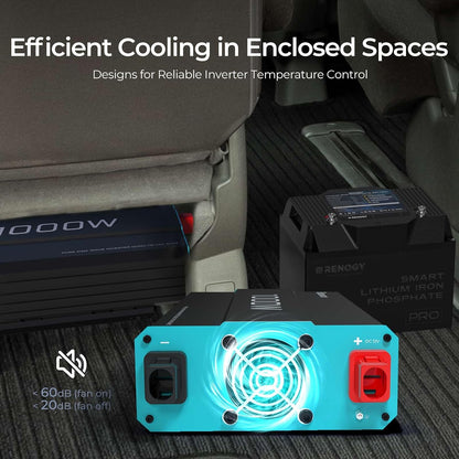 Renogy 1000W Pure Sine Wave Inverter 12V to 110V Over 90% Efficiency