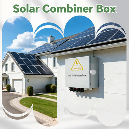 4 String Solar Combiner Box, IP65 Waterproof for On/Off Grid System, With Lightning Arrester, 15A Rated Current Fuse & 63A Circuit Breaker, Plastic Box