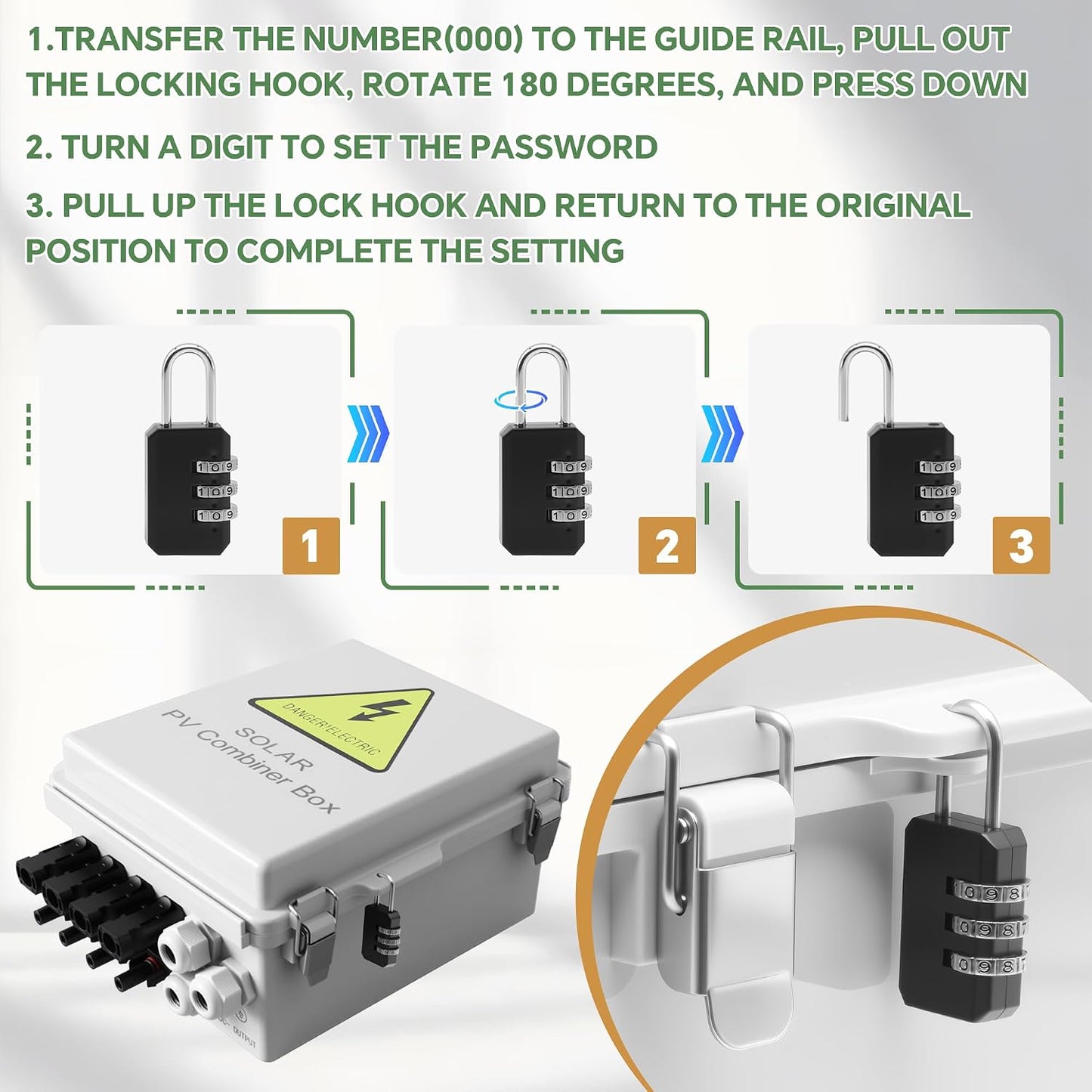 4 String Solar Combiner Box, IP65 Waterproof for On/Off Grid System, With Lightning Arrester, 15A Rated Current Fuse & 63A Circuit Breaker, Plastic Box