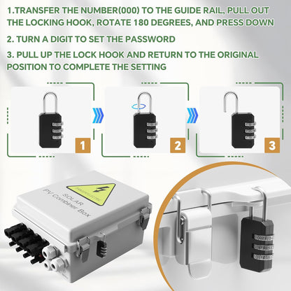 4 String Solar Combiner Box, IP65 Waterproof for On/Off Grid System, With Lightning Arrester, 15A Rated Current Fuse & 63A Circuit Breaker, Plastic Box