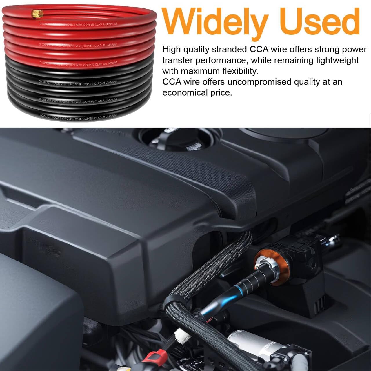 40FT 1/0 Battery Cable CCA,0 Gauge Wire with lugs for Amp,Winch,Automotive