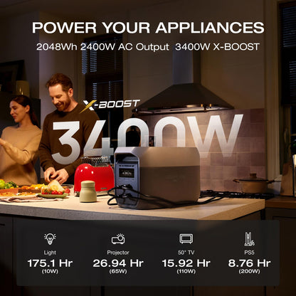 EF ECOFLOW Portable Power Station DELTA 3 Max, 2048Wh, 3400W X-Boost, Home