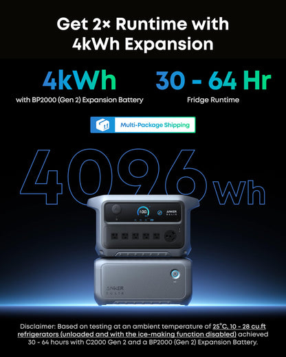 Anker SOLIX C2000 Gen 2 Portable Power Station and Expansion Battery