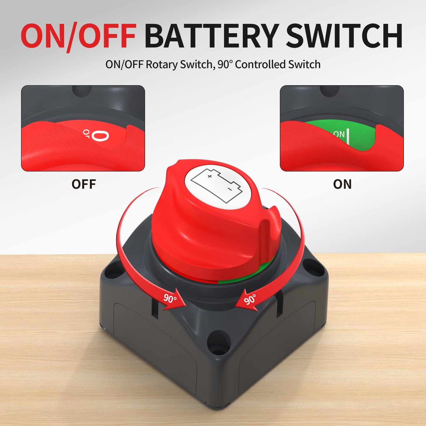 Joinfworld Battery Disconnect Switch 12V-48V Waterproof Marine Battery Cut Off Switch Master for Car Boat RV ATV UTV Vehicles