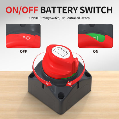 Joinfworld Battery Disconnect Switch 12V-48V Waterproof Marine Battery Cut Off Switch Master for Car Boat RV ATV UTV Vehicles