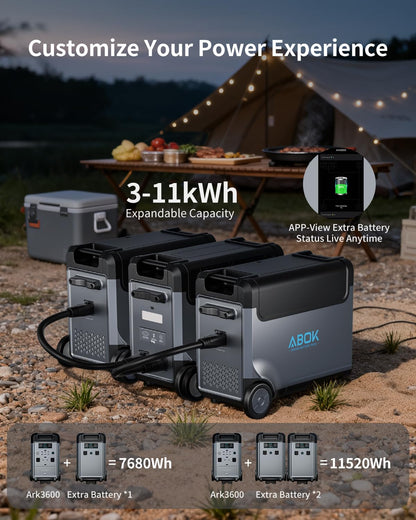 ABOK Ark3600 Portable Power Station 3600W, 3840Wh LiFePO4 Battery