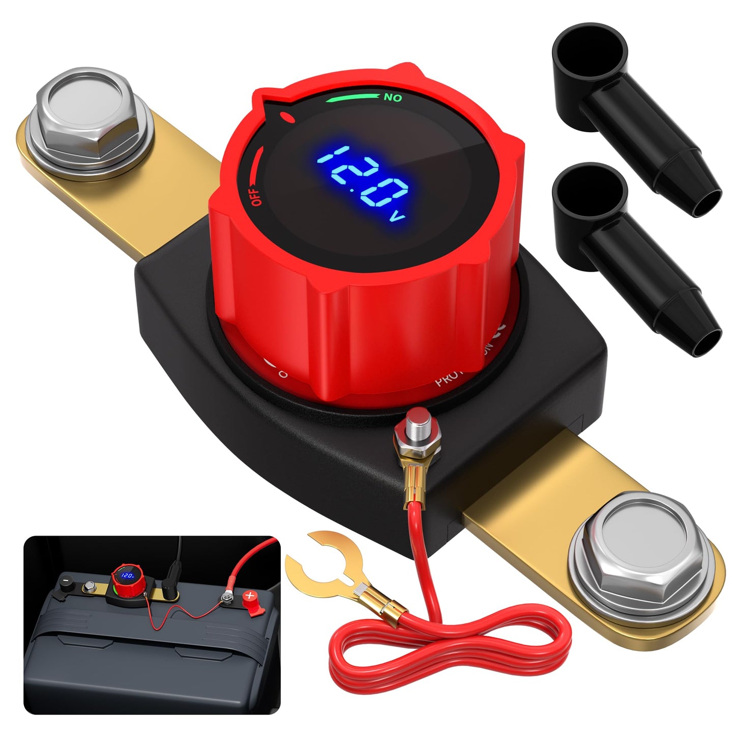 Joinfworld Battery Disconnect Switch 12V-48V Waterproof Marine Battery Cut Off Switch Master for Car Boat RV ATV UTV Vehicles