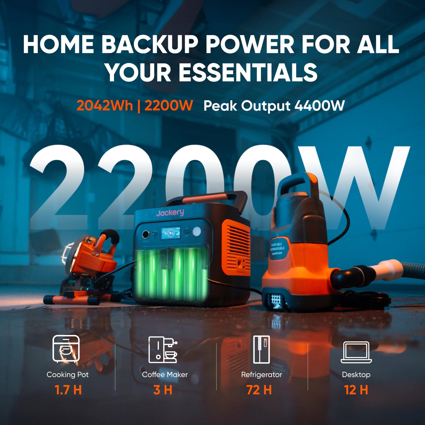 Jackery Explorer 2000 v2 LFP Power Station with AC Cable, 2042Wh