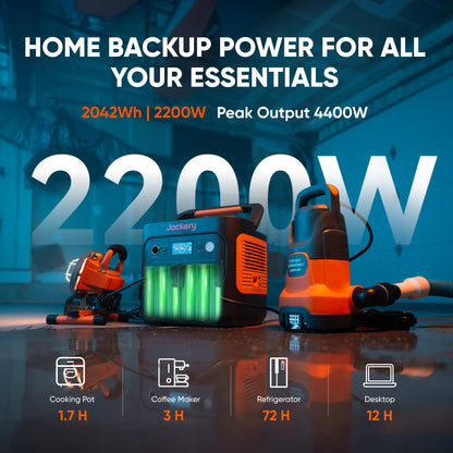 Jackery Explorer 2000 v2 LFP Power Station with AC Cable, 2042Wh