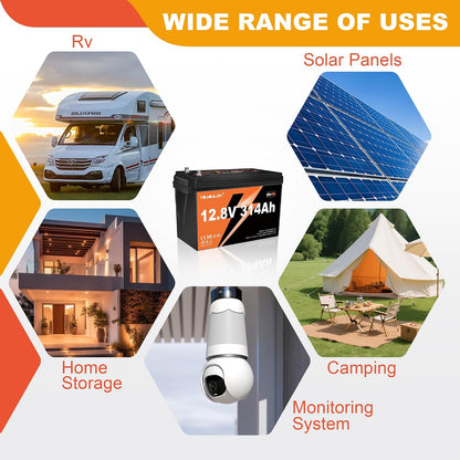 12V 314Ah LiFePO4 Battery 200A BMS 4019Wh Up to 6000+ Deep Cycle