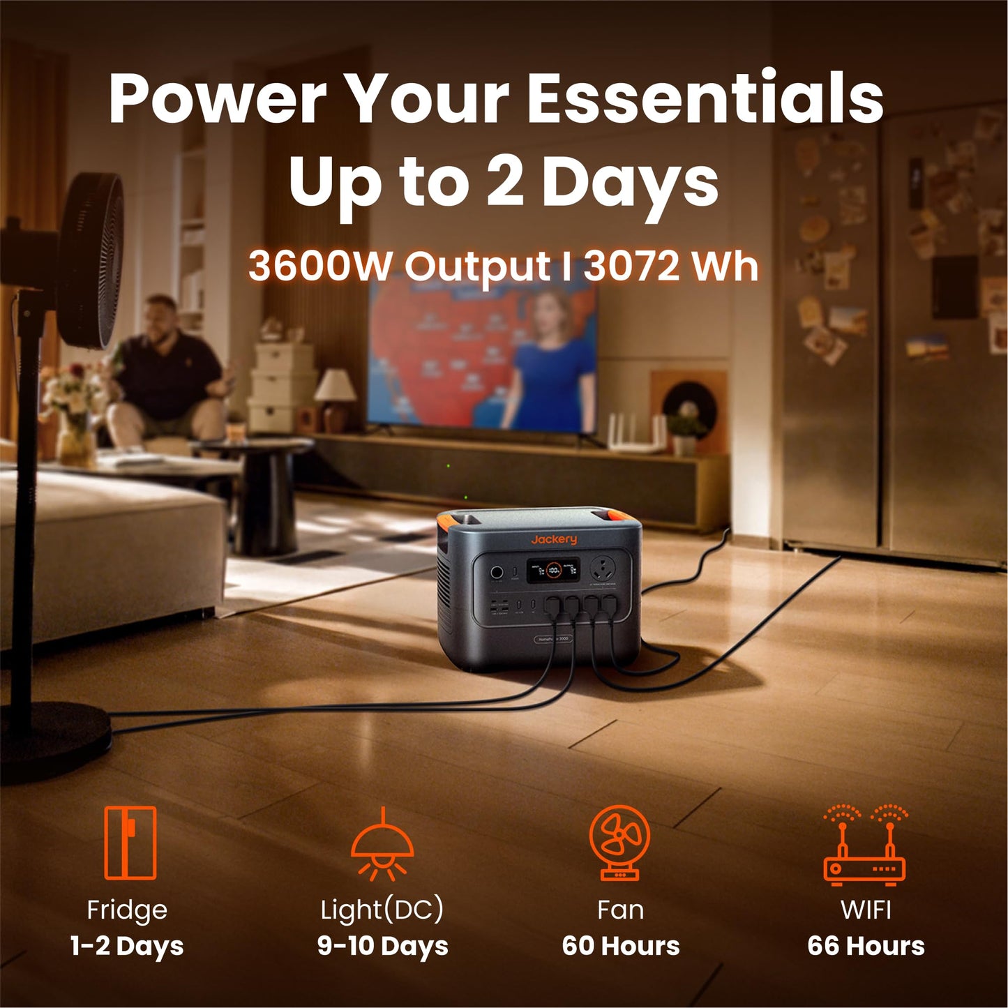 Jackery HomePower 3000 Portable Battery Backup with AC Cable, 3072Wh