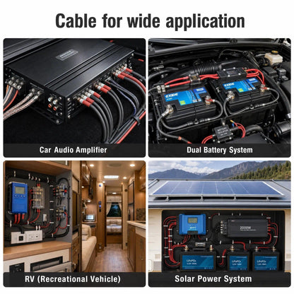 1/0 Gauge Battery Cable Wire Copper Clad Aluminum CCA Amp Wiring Kit 40FT Black/Red for Automotive Power Ground,Car Audio Speaker,Truck with 250A ANL Fuse Holder Lug Terminal Heat Shrink Tube