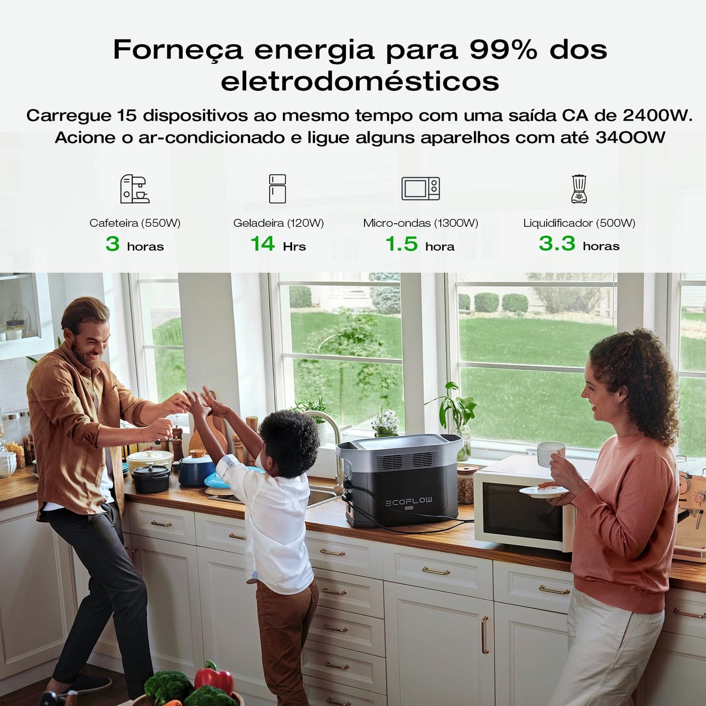 EF ECOFLOW Portable Power Station DELTA 3 Max, 2048Wh, 3400W X-Boost, Home